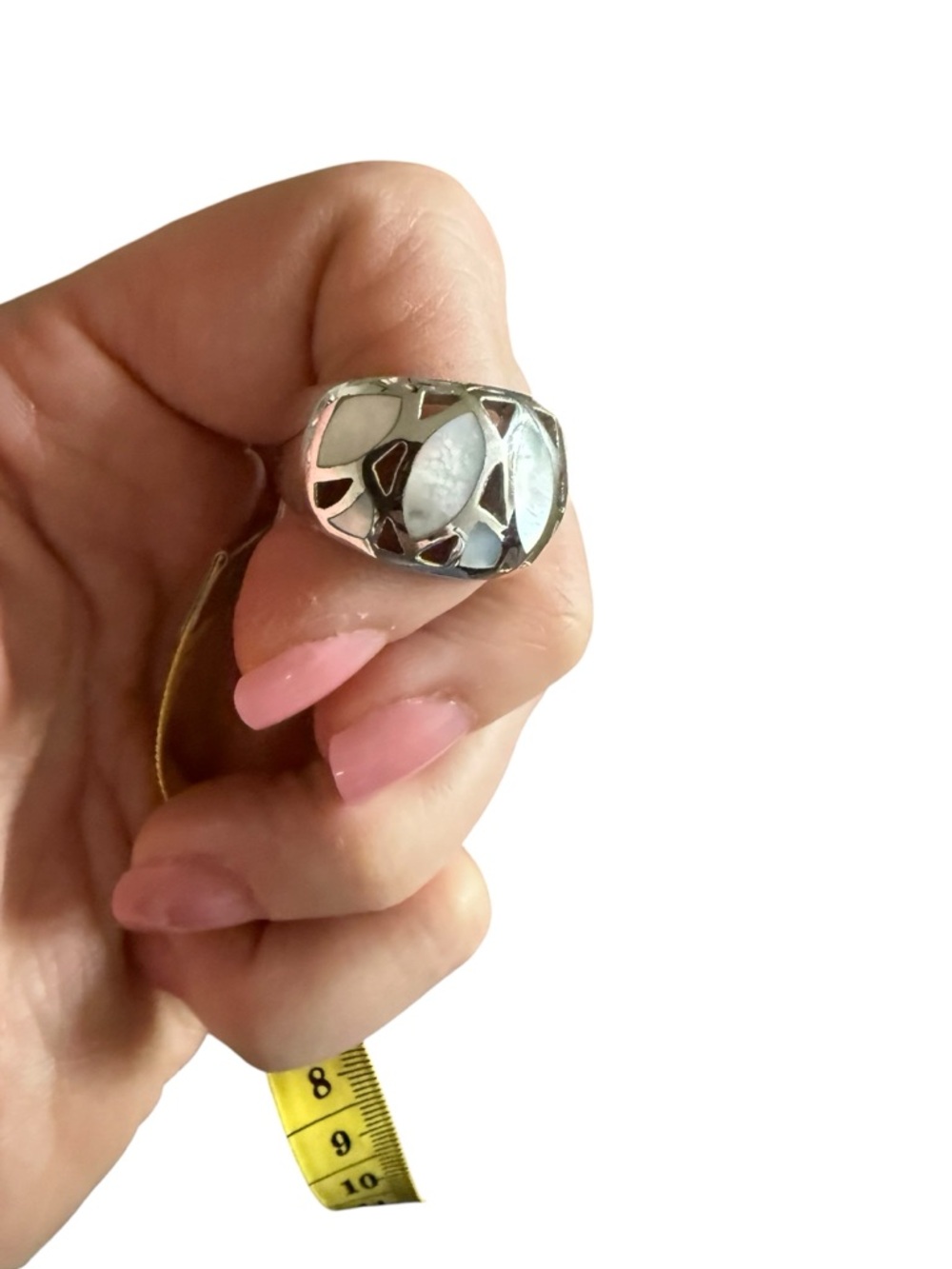 Lia Sophia Silver-tone Ring with White Inlay